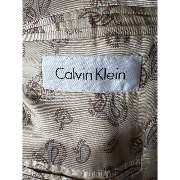 Calvin Klein Men's 40R Wool Silk Blazer 2 Button Jacket Tan Khaki Sportcoat EUC! - Picture 7 of 8